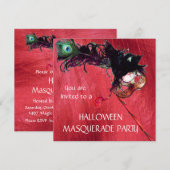 HALLOWEEN MASKERBAL, Rood Gele zijde Kaart (Voorkant / Achterkant)