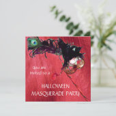HALLOWEEN MASKERBAL, Rood Gele zijde Kaart (Staand voorkant)