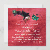 HALLOWEEN MASKERBAL, Rood Gele zijde Kaart (Achterkant)