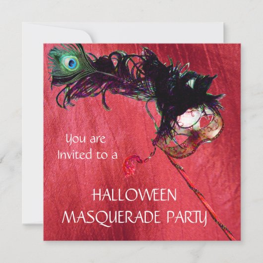 HALLOWEEN MASKERBAL, Rood Gele zijde Kaart (Voorkant)