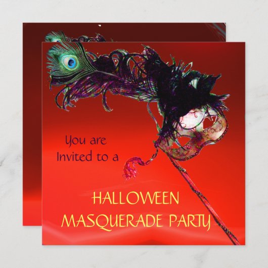 HALLOWEEN MASKERBAL, Rood Kaart (Voorkant / Achterkant)