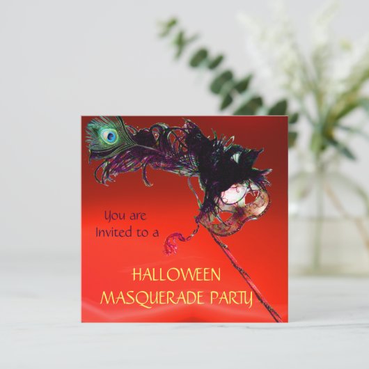 HALLOWEEN MASKERBAL, Rood Kaart (Staand voorkant)