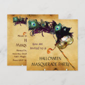 HALLOWEEN MASKERBAL zwart blauw wit Kaart (Voorkant / Achterkant)