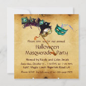 HALLOWEEN MASKERBAL zwart blauw wit Kaart (Achterkant)