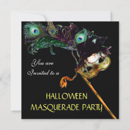 HALLOWEEN MASKERBAL, Zwart geel blauw Kaart