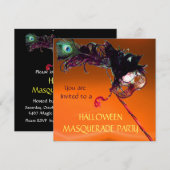 HALLOWEEN MASKERBAL, Zwart Geel Oranje Kaart (Voorkant / Achterkant)