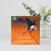 HALLOWEEN MASKERBAL, Zwart Geel Oranje Kaart (Staand voorkant)