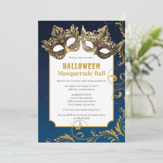 Halloween Masquerade Ball Kaart (Staand voorkant)