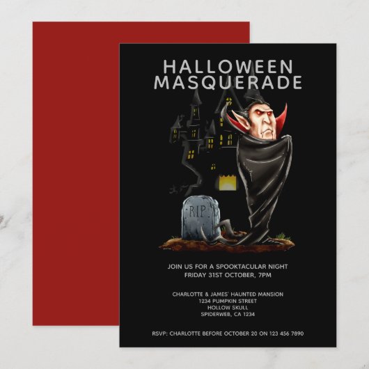 Halloween Masquerade Count Dracula en Grave Kaart (Voorkant / Achterkant)