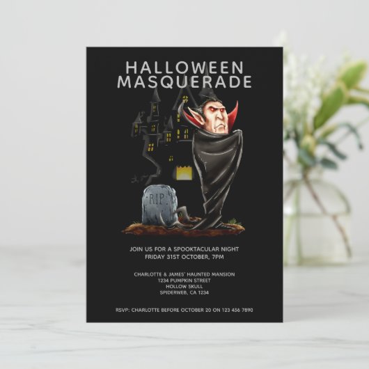 Halloween Masquerade Count Dracula en Grave Kaart (Staand voorkant)