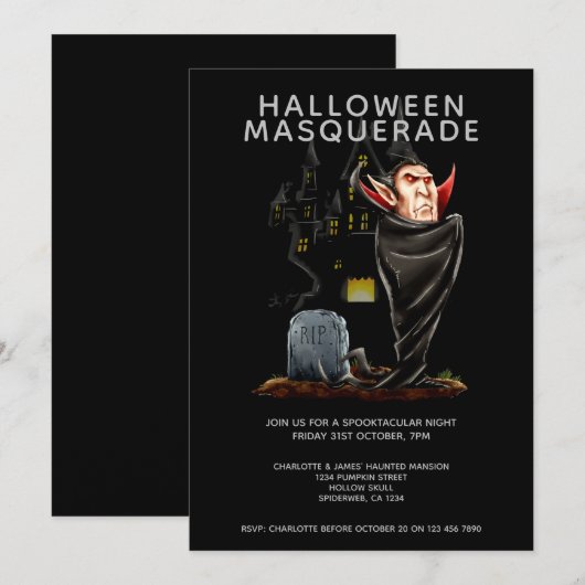 Halloween Masquerade Count Dracula en Grave Kaart (Voorkant / Achterkant)