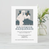 Halloween Masquerade Ghost en Grave Personalized Kaart (Staand voorkant)