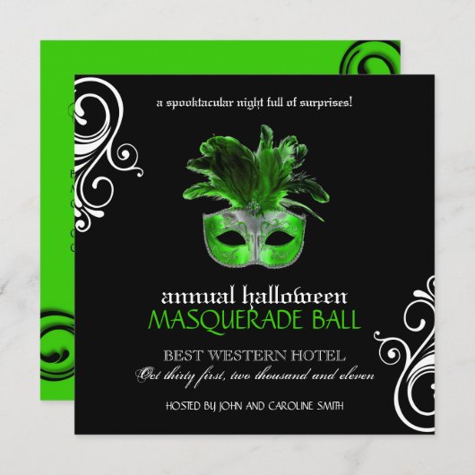 Halloween Masquerade Invitation ~ CUSTOM Kaart (Voorkant / Achterkant)