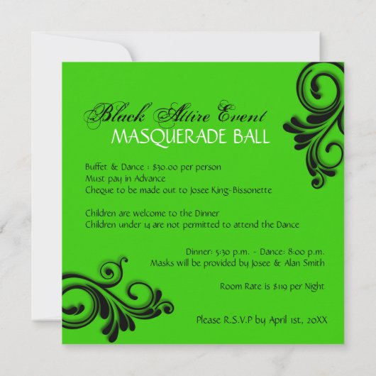 Halloween Masquerade Invitation ~ CUSTOM Kaart (Achterkant)