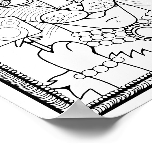 Halloween Masquerade Kat Kleurplaat Art Poster (Hoek)