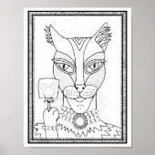 Halloween Masquerade Kat Kleurplaat Art Poster (Voorkant)