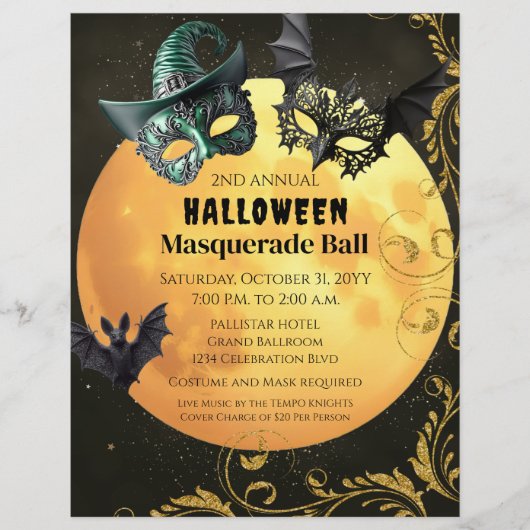 Halloween Masquerade Kostuum Feest Flyer (Voorkant)