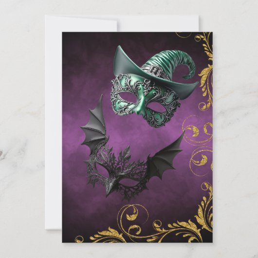 Halloween Masquerade Kostuum Feest Kaart (Achterkant)