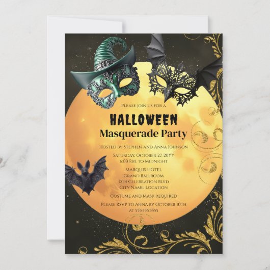Halloween Masquerade Kostuum Feest Kaart (Voorkant)
