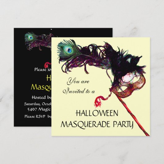 HALLOWEEN MASQUERADE PARTIJ, Black Gold Kaart (Voorkant / Achterkant)