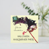 HALLOWEEN MASQUERADE PARTIJ, Black Gold Kaart (Staand voorkant)