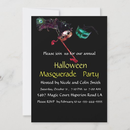 HALLOWEEN MASQUERADE PARTIJ, Black Gold Kaart (Achterkant)