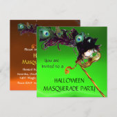 HALLOWEEN MASQUERADE PARTIJ, Groen Sinaasappel Kaart (Voorkant / Achterkant)