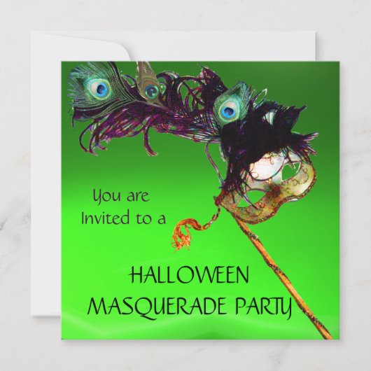 HALLOWEEN MASQUERADE PARTIJ, Groen Sinaasappel Kaart (Voorkant)