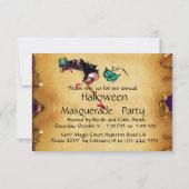 HALLOWEEN MASQUERADE PARTIJ, parchment rsvp Kaart (Achterkant)