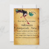 HALLOWEEN MASQUERADE PARTIJ, parchment rsvp Kaart (Achterkant)