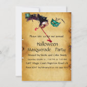 HALLOWEEN MASQUERADE PARTIJ, parchment rsvp Kaart (Achterkant)