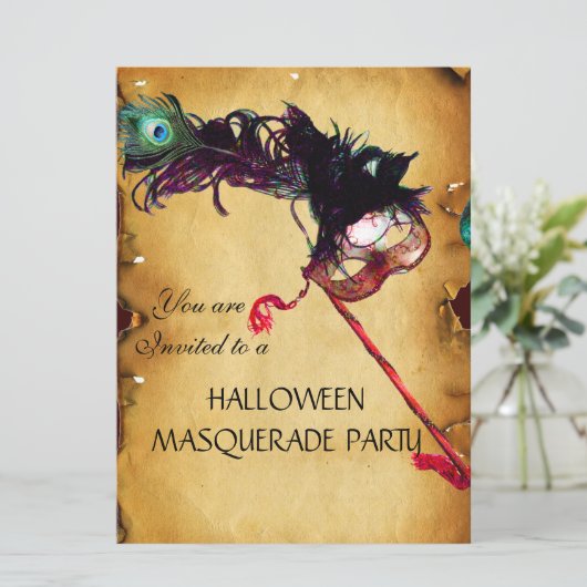 HALLOWEEN MASQUERADE PARTIJ, perkament Kaart (Staand voorkant)