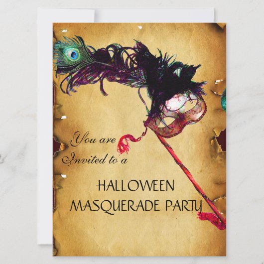 HALLOWEEN MASQUERADE PARTIJ, perkament Kaart (Voorkant)