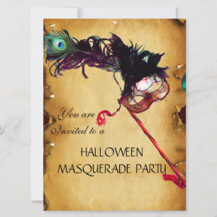 HALLOWEEN MASQUERADE PARTIJ, perkament Kaart