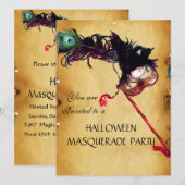 HALLOWEEN MASQUERADE PARTIJ, perkament Kaart (Voorkant / Achterkant)