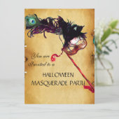 HALLOWEEN MASQUERADE PARTIJ, perkament Kaart (Staand voorkant)