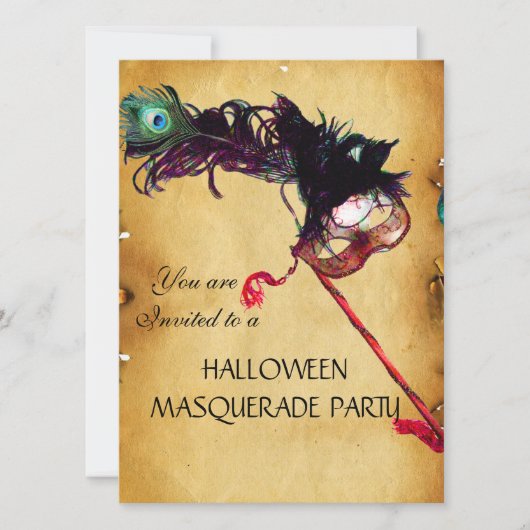 HALLOWEEN MASQUERADE PARTIJ, perkament Kaart (Voorkant)