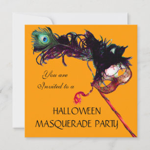 HALLOWEEN MASQUERADE PARTIJ, zwart-geel Sinaasappe Kaart