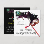 HALLOWEEN MASQUERADE PARTIJ, zwart Kaart (Voorkant / Achterkant)