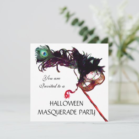 HALLOWEEN MASQUERADE PARTIJ, zwart Kaart (Staand voorkant)