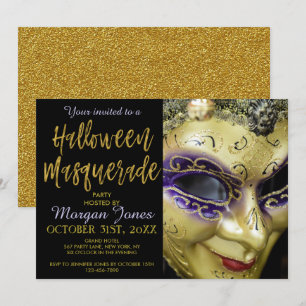Halloween Masquerade Party met moderne Typografie Kaart