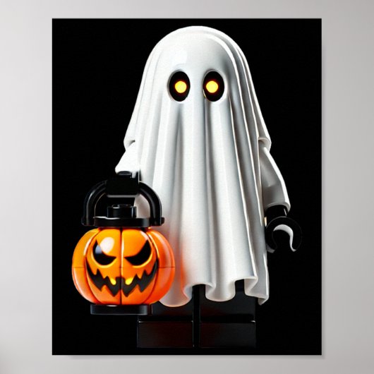 Halloween Master Builder Ghost Kinder Bouwsteen Poster (Voorkant)