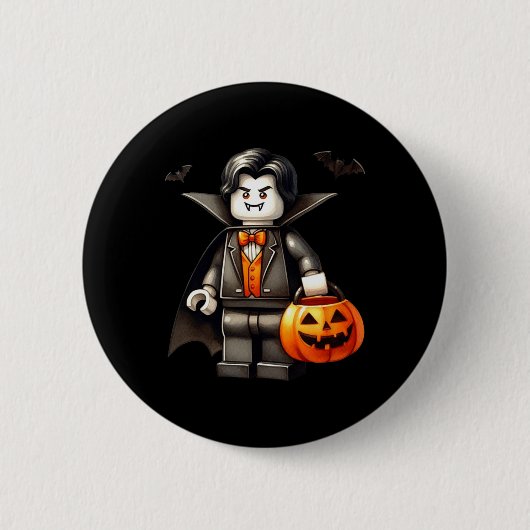 Halloween Master Builder Vampire Kinder Gebouw Blo Ronde Button 5,7 Cm (Voorkant)