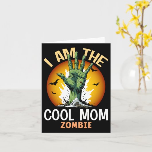 Halloween Matching Cool Mom Zombie Kostuum Kaart (Gele Bloem)