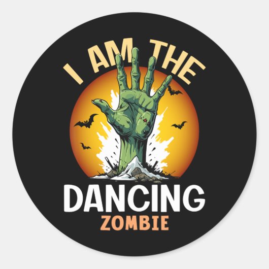 Halloween Matching Dancing Zombie Kostuum Ronde Sticker (Voorkant)