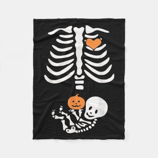 Halloween Maternity Skeleton Baby Heart Pregnancy  Fleece Deken (Voorkant)