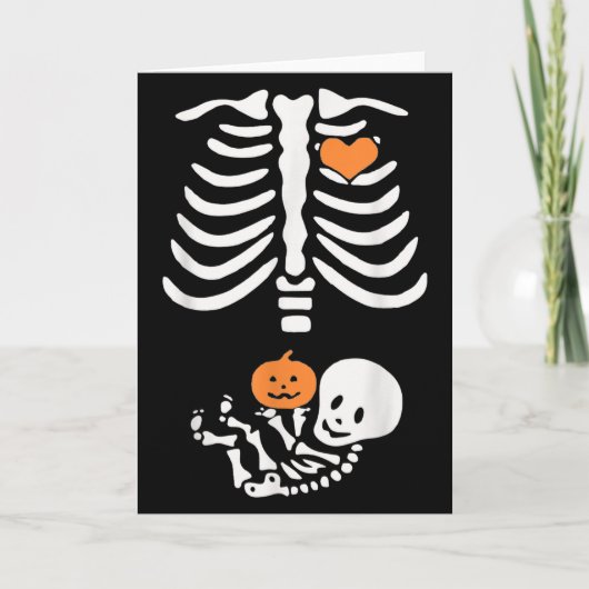 Halloween Maternity Skeleton Baby Heart Pregnancy  Kaart (Voorkant)
