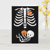 Halloween Maternity Skeleton Baby Heart Pregnancy  Kaart (Gele Bloem)