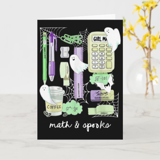 Halloween Math Teacher Ghosts Trig Or Treat Studen Kaart (Gele Bloem)