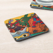 Halloween Medieval Knight Costume Cats Drankjes Onderzetter (Linkerzijde)